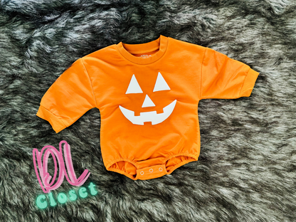 Pumpkin Face Bubble Rompers