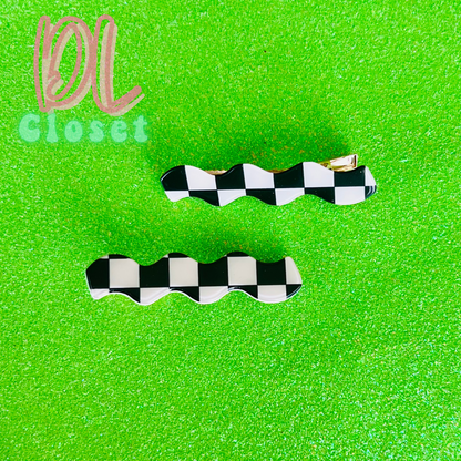 Retro B&W Clips - Hair Barrettes