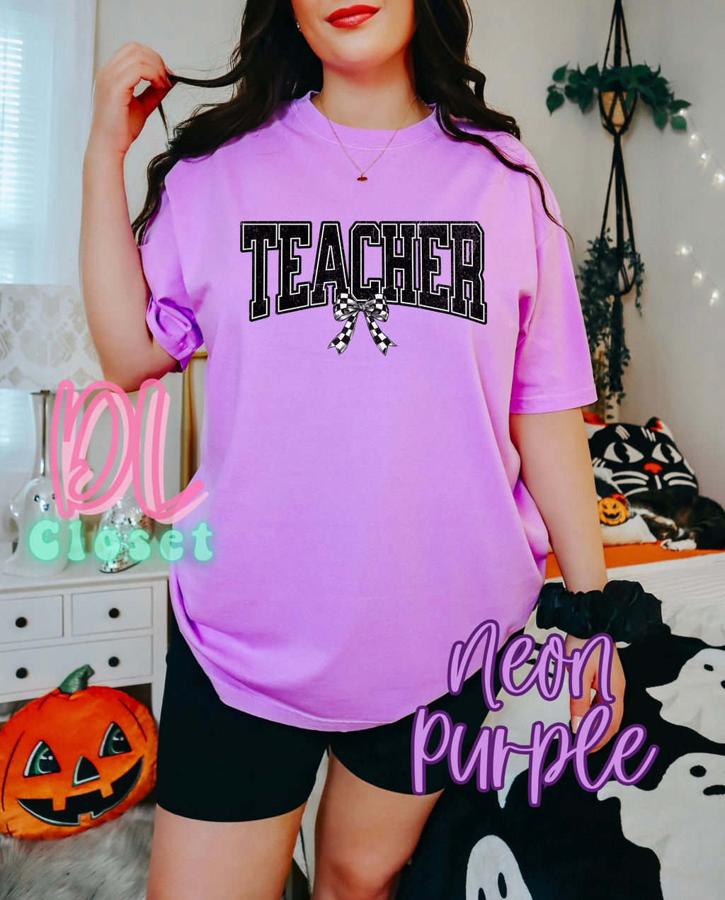 Checkered Bow TEACHER