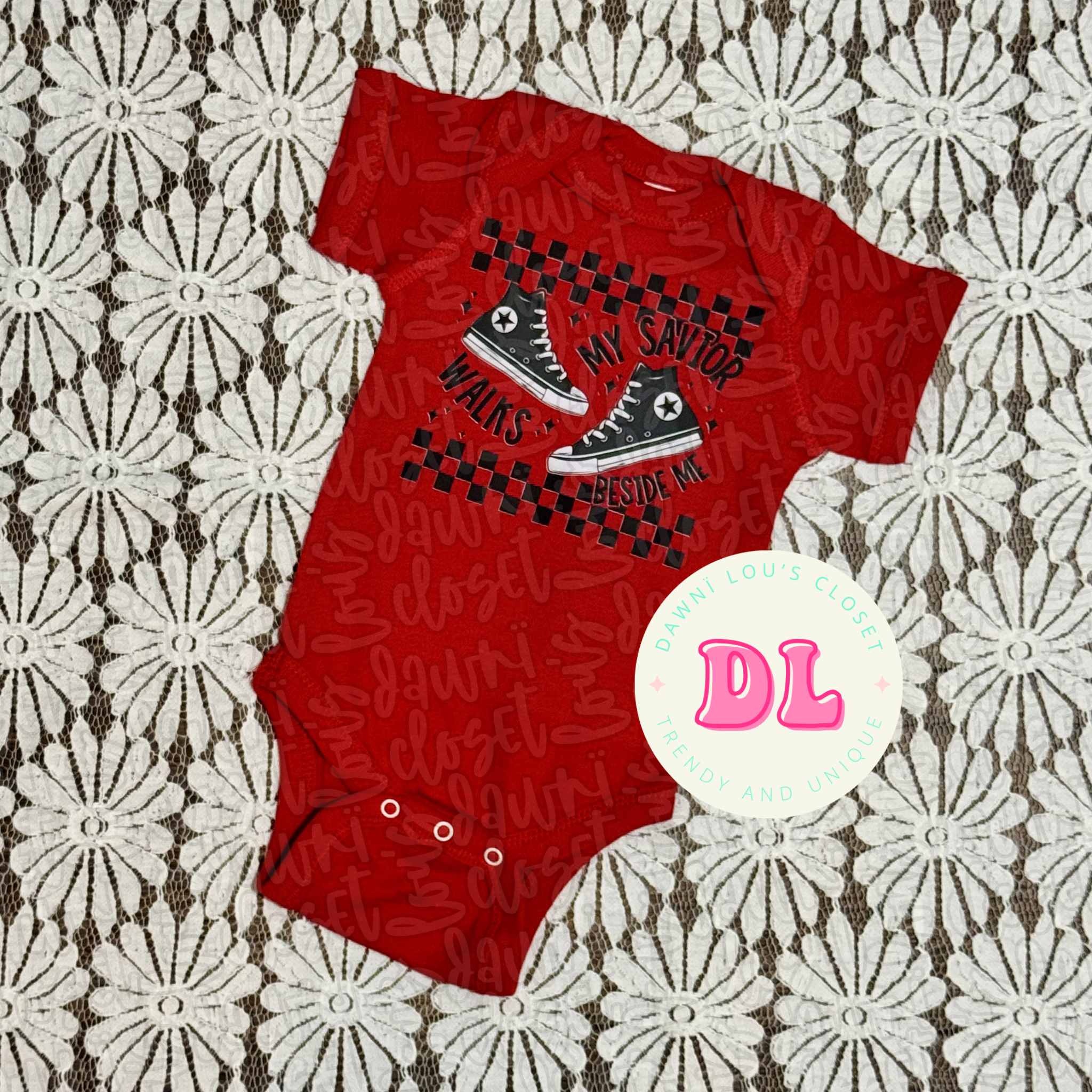 My Savior Walks Beside Me Onesie