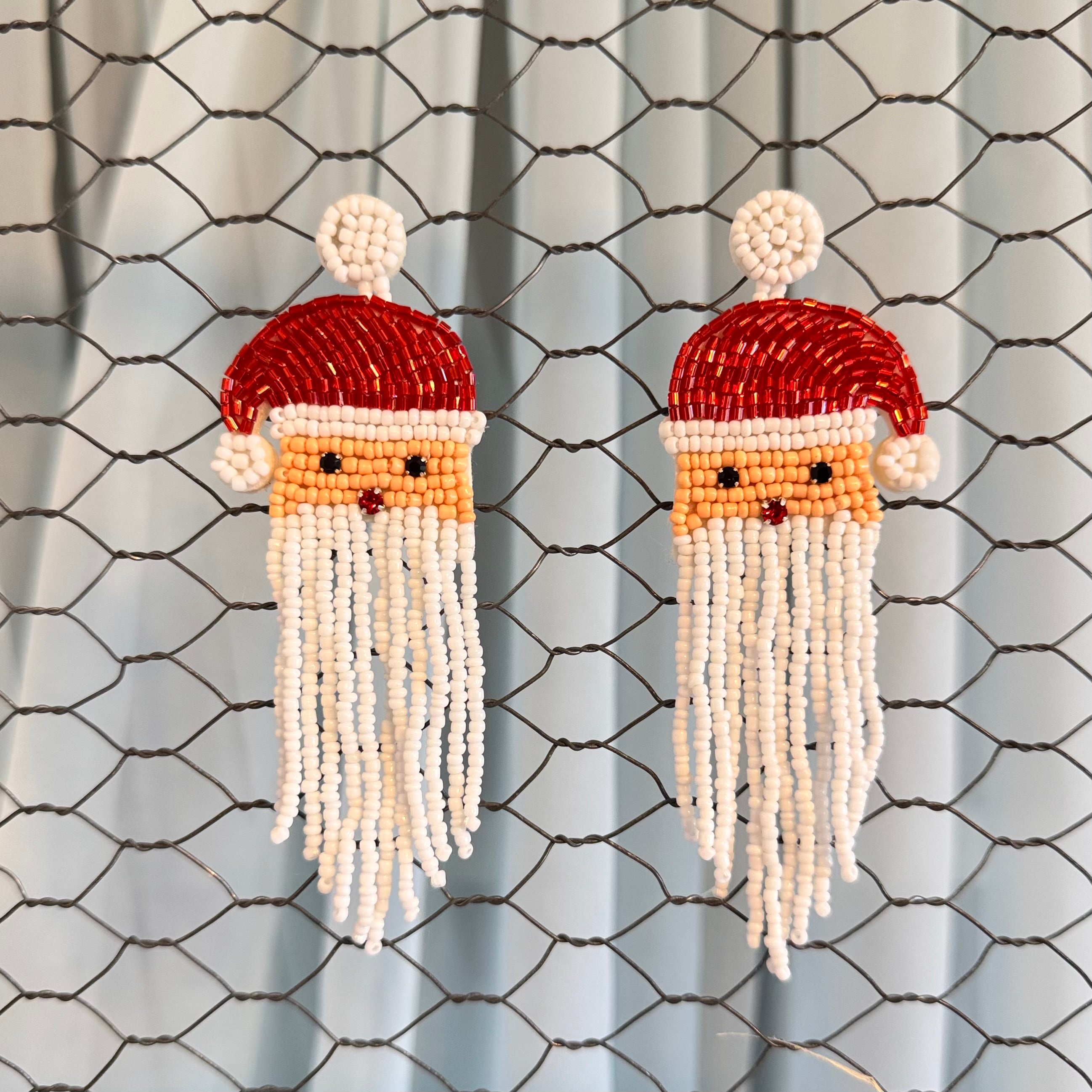 BEADED SANTA EARRINGS