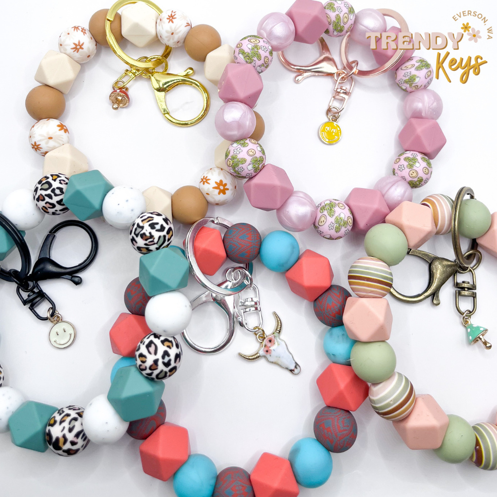 Patterned Wristlet Keychain w/ Mini Charm