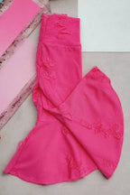 NEON PINK DISTRESSED BELL PANTS