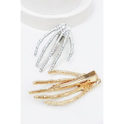 Rhinestone Skeleton Hand Hair Clip