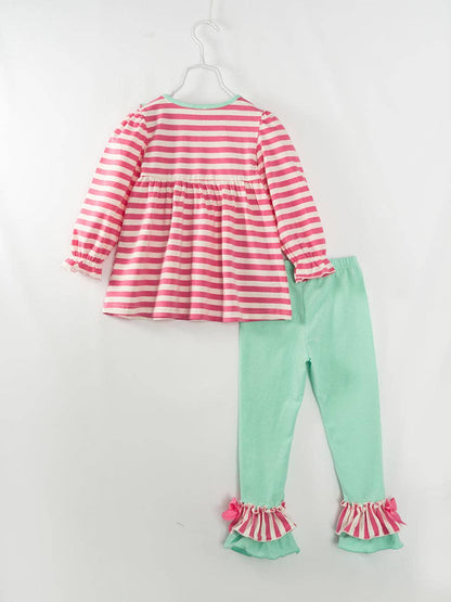 Pink and Mint Stripe XOXO Set