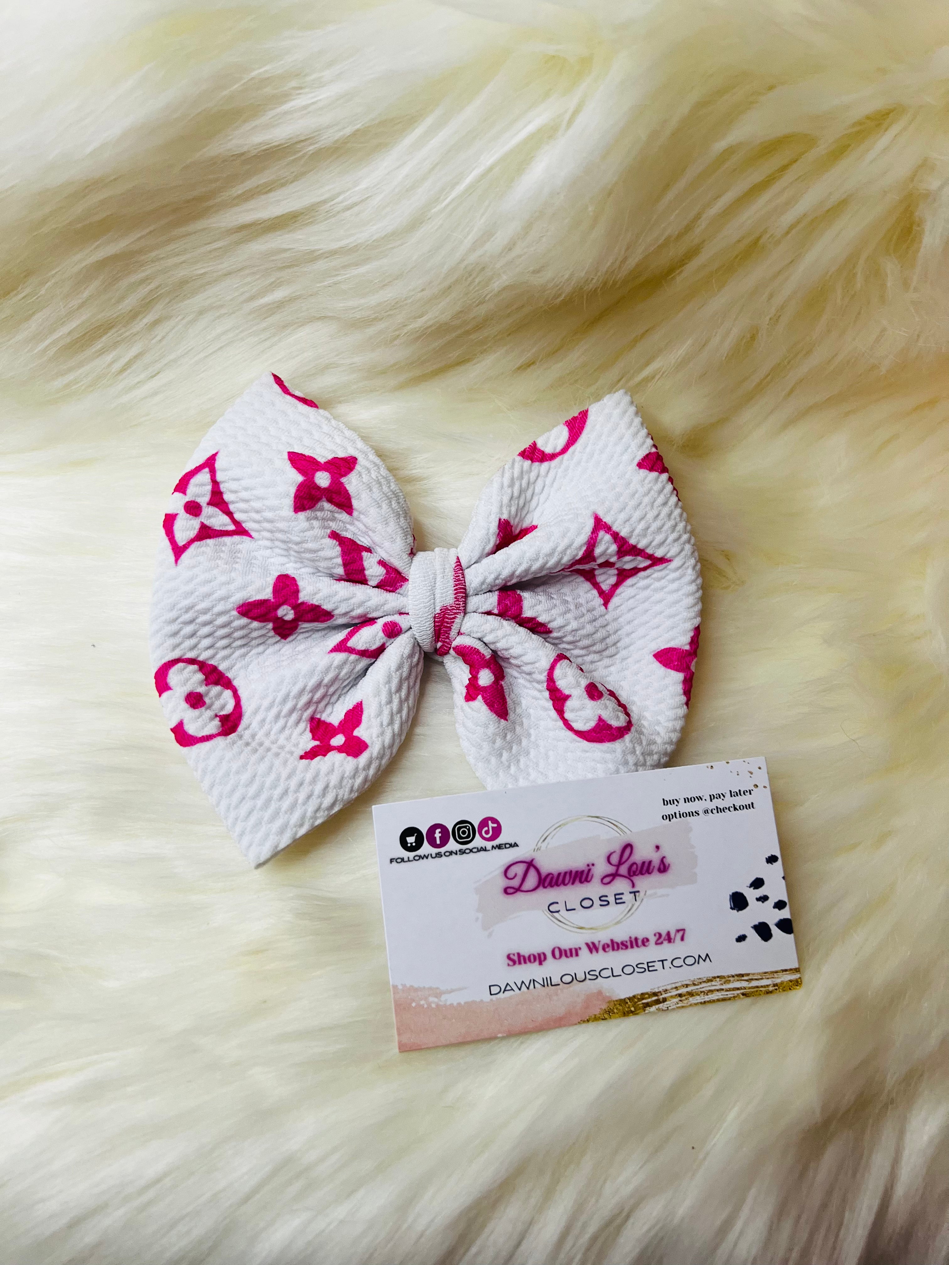 Boujee LV White and Pink Bow