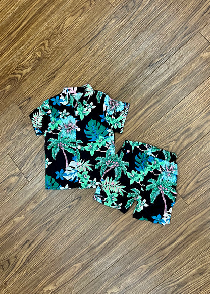 Tropical Toddler Button Down Short Sleeve Set