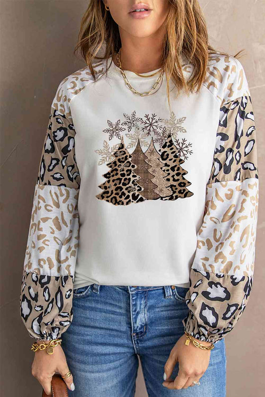 Sudadera de árbol de Navidad de leopardo