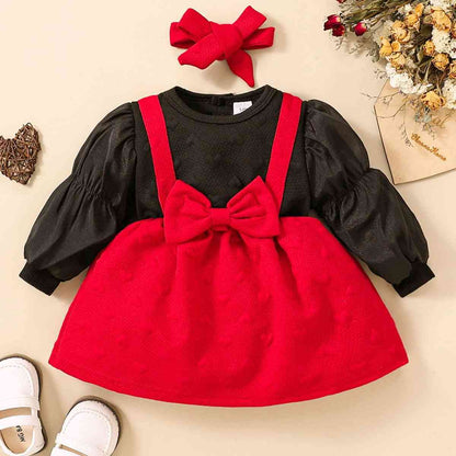 Baby Girl Two-Tone Bow Detail Dress