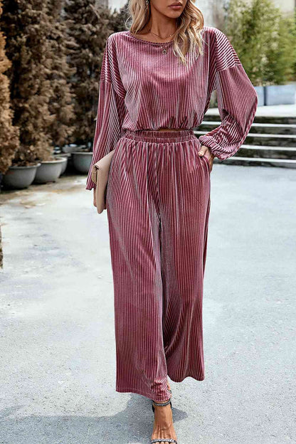 Ribbed Velvet Pants Set