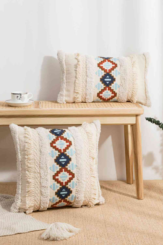 Western Embroidered Fringe Decorative Throw Pillow Case