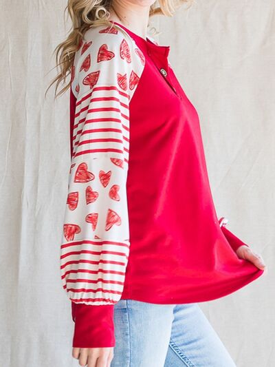 Heart Striped Long Sleeve T-Shirt