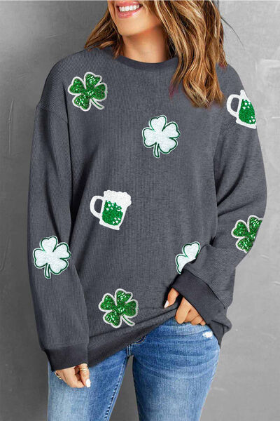 Sudadera con lentejuelas Lucky Clover Beer