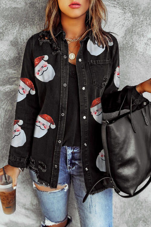 Santa Sequin Denim Jacket