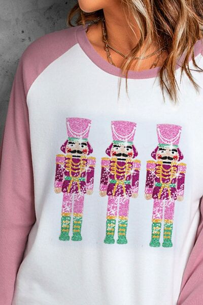 Nutcracker Sequin Raglan Long Sleeve T-Shirt