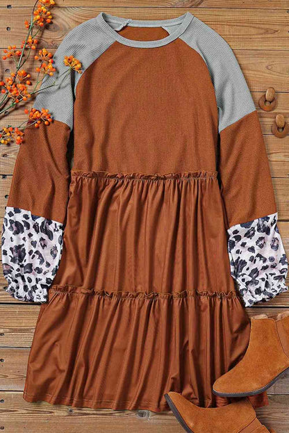 Leopard Color Block Sweater Dress