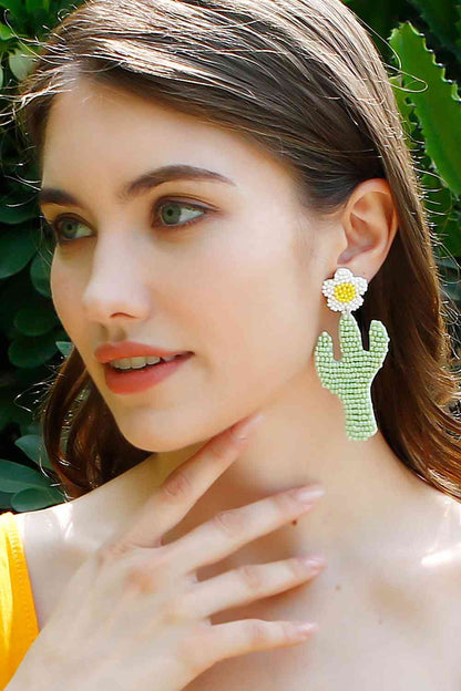 Floral Bead Dangle Earrings