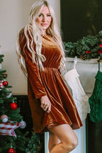 Frill Trim Velvety Dress