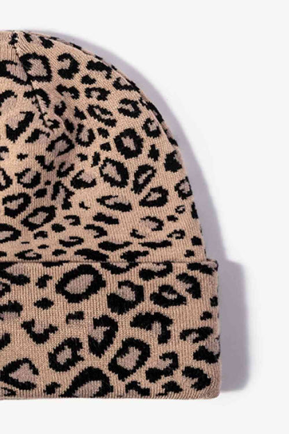 Gorro con puños y estampado de leopardo