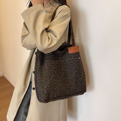 Bolsa tote de lona de leopardo