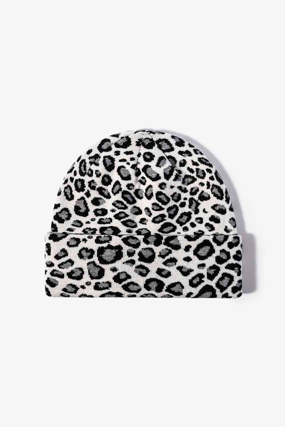 Gorro con puños y estampado de leopardo