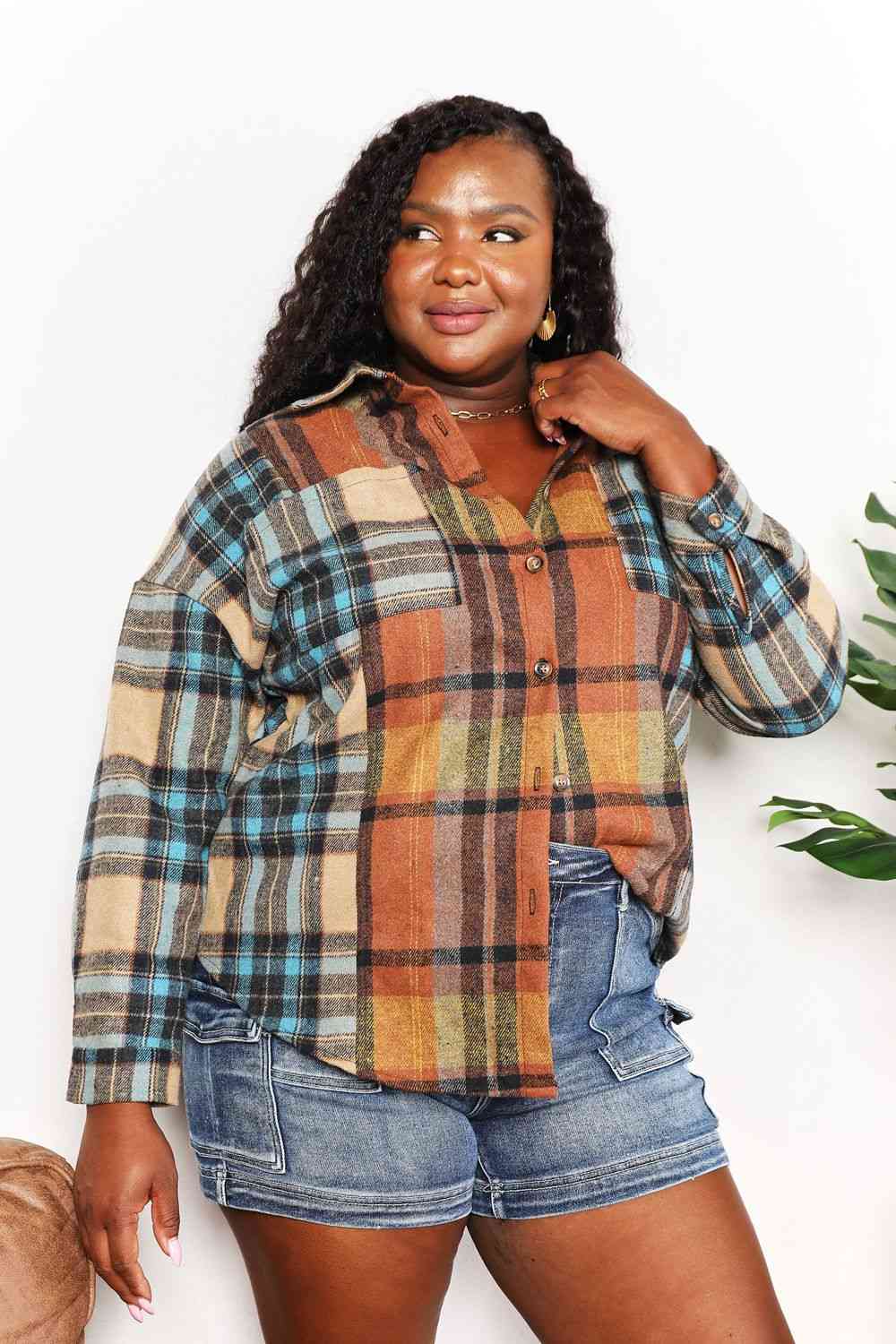 Plaid Patchwork Shacket