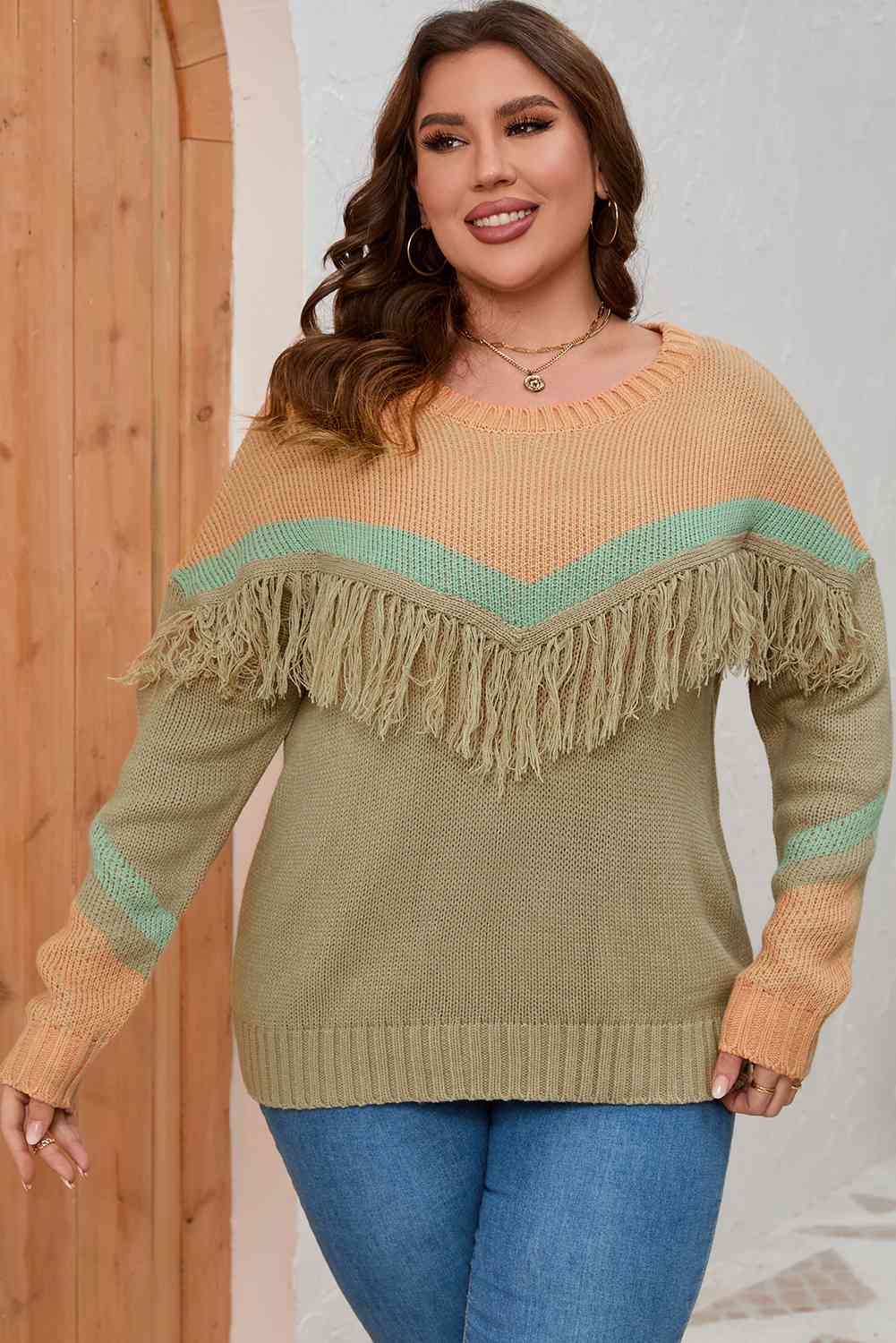 Fringed Western Style Sweater