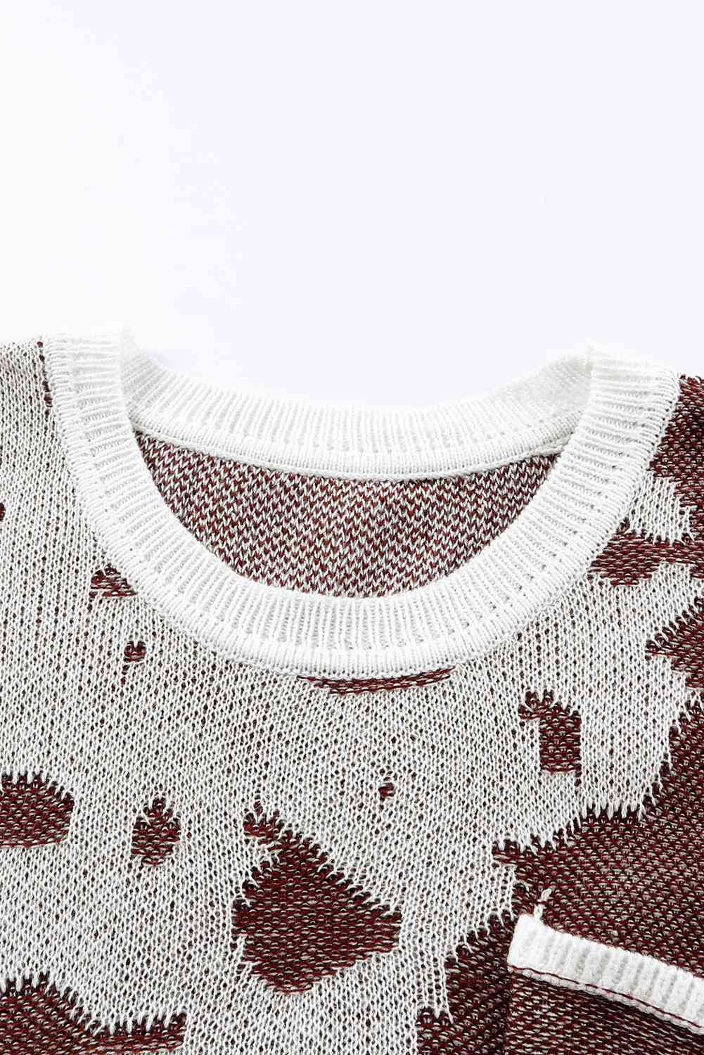 Woven Waffle Cow Print Sweater