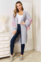 Woven Right Fringe Sleeve Cardigan
