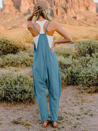 V-Neck Jumpsuit with Pocket