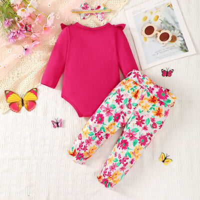 Springtime 3-Pc Bodysuit and Pants Set