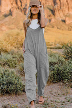 V-Neck Jumpsuit with Pocket