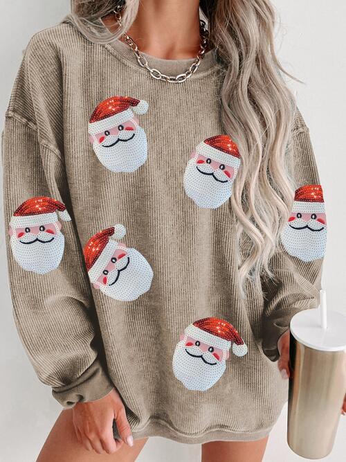 Sudadera de canalé con parche de Papá Noel y lentejuelas