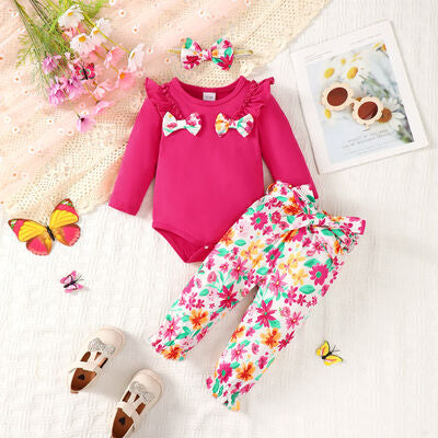 Springtime 3-Pc Bodysuit and Pants Set