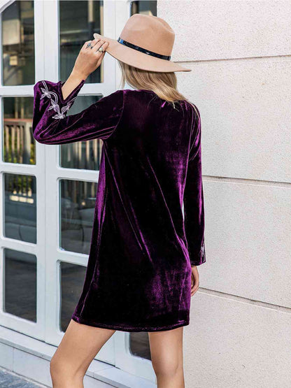 Velvet Plum Embroidered Dress