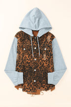 Leopard Hooded Denim Jacket
