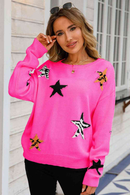 Starry Animal Print Sweater