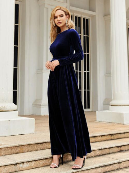 Velvet Tie Front Maxi Dress