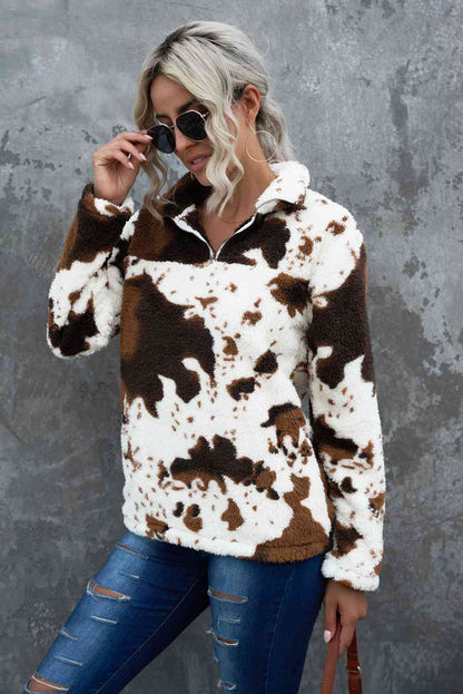 Cow Print Teddy Sweatshirt