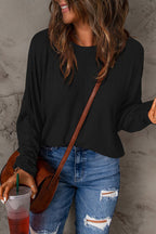 Camiseta de manga larga con cuello redondo y doble toma