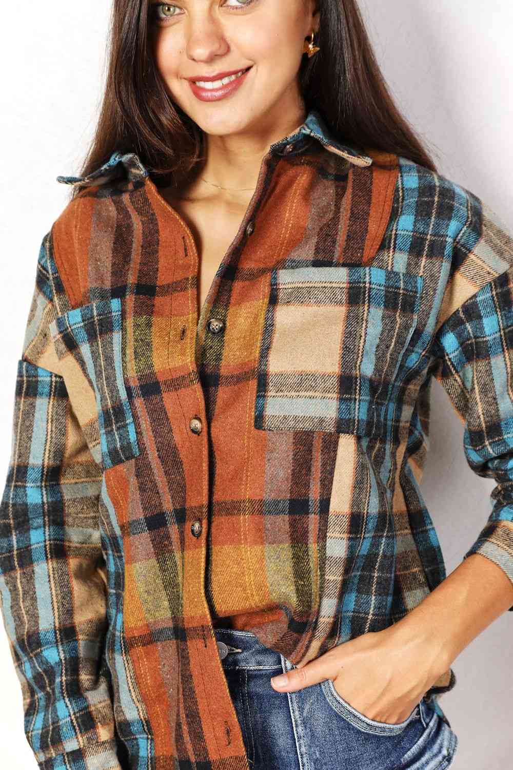 Plaid Patchwork Shacket