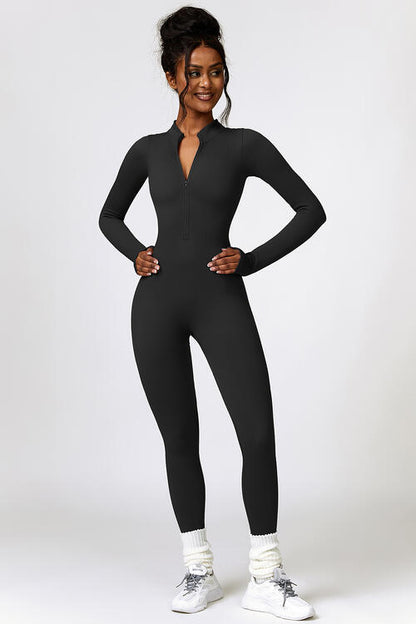 Quarter Zipped Yoga Workout Jumpsuit