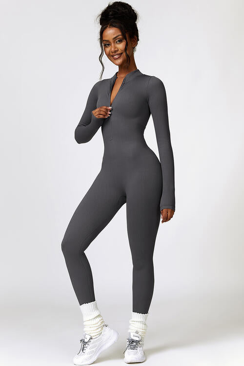 Quarter Zipped Yoga Workout Jumpsuit