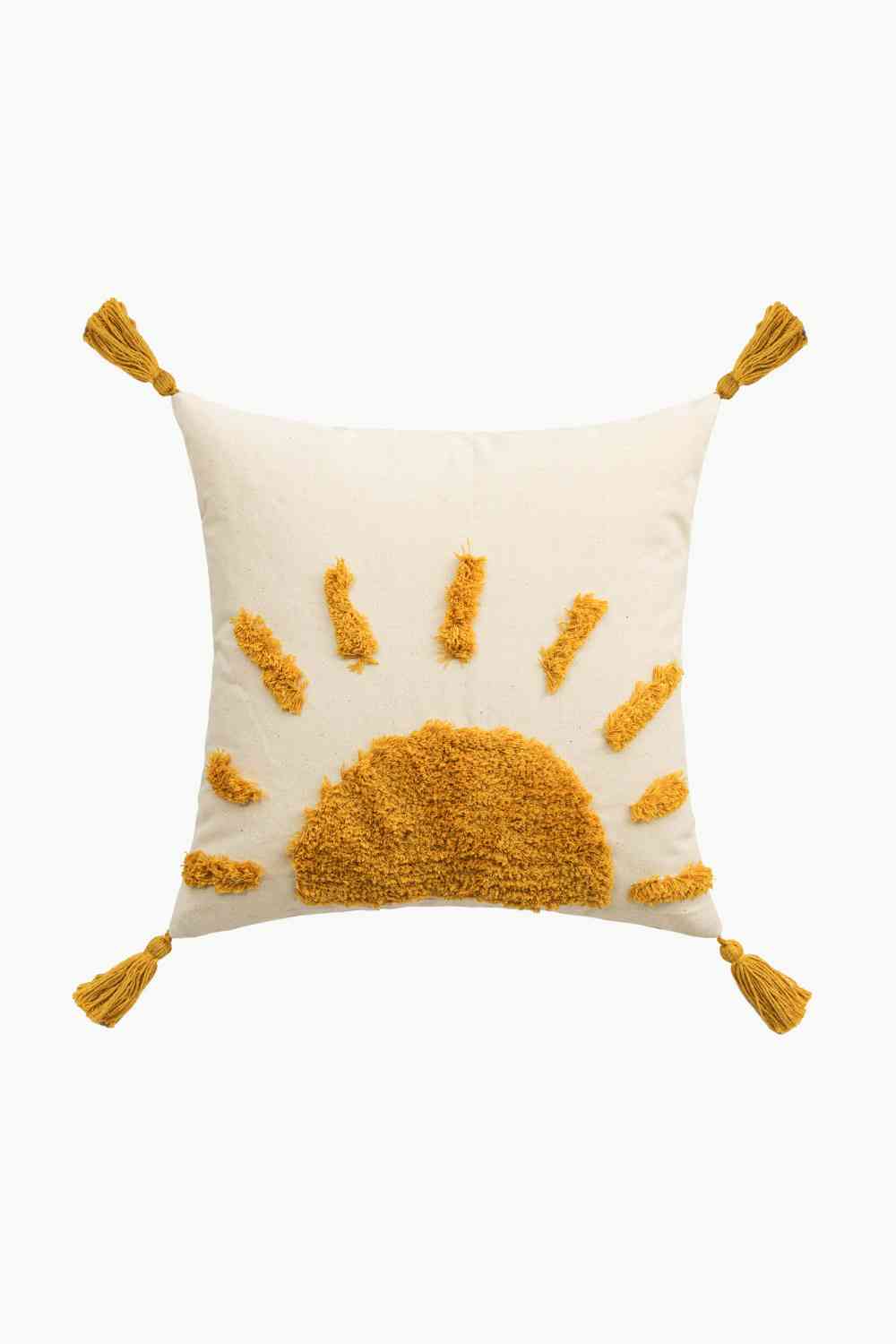 Funda de almohada decorativa con borlas de sol tejidas