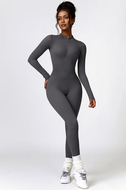 Quarter Zipped Yoga Workout Jumpsuit