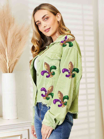 Fleur De Lis Sequin Denim Jacket