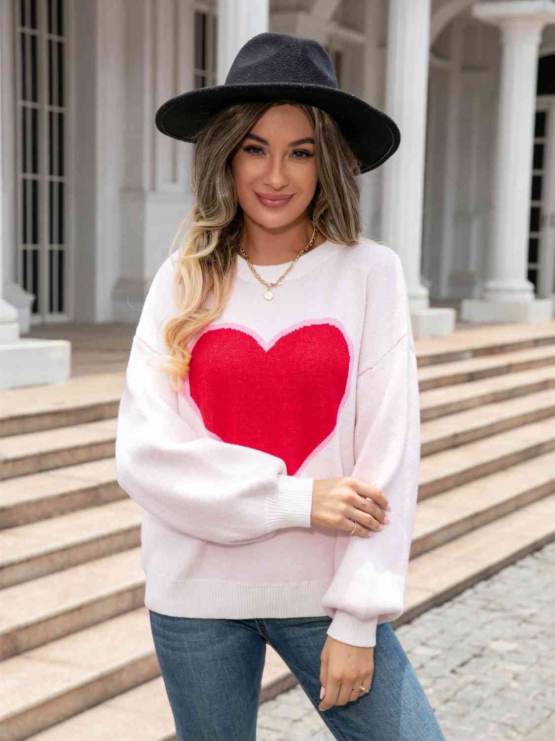 Jersey con cuello redondo y corazón