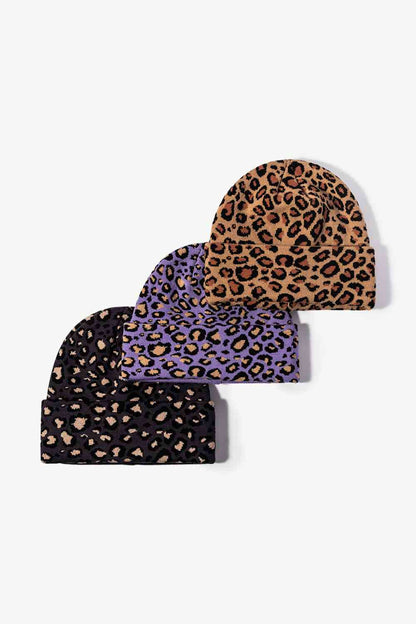 Gorro con puños y estampado de leopardo