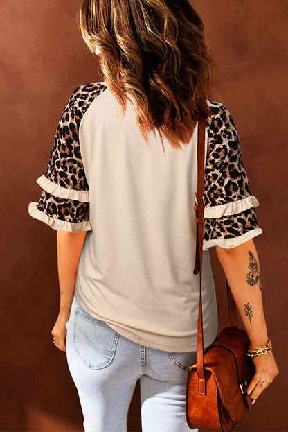 Camisa de manga a capas con conejito de leopardo