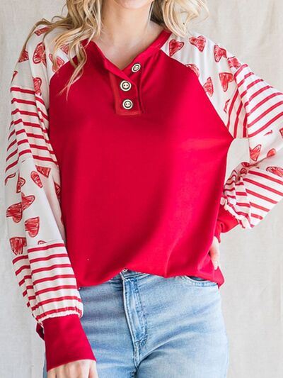 Heart Striped Long Sleeve T-Shirt